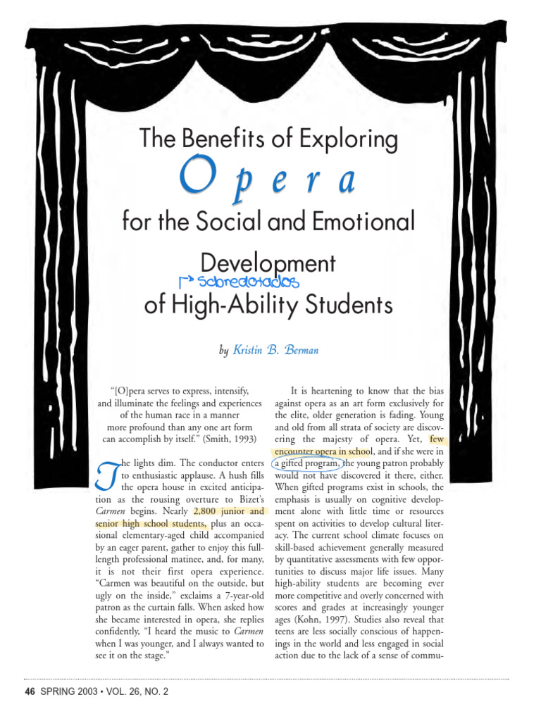 Berman 2003 The Benefits of Exploring Opera For The Social and ...