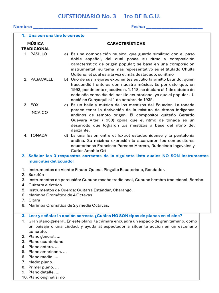 Cuestionario 3 | PDF