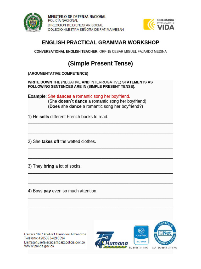 Simple Present Tense Grammar Exercises | PDF