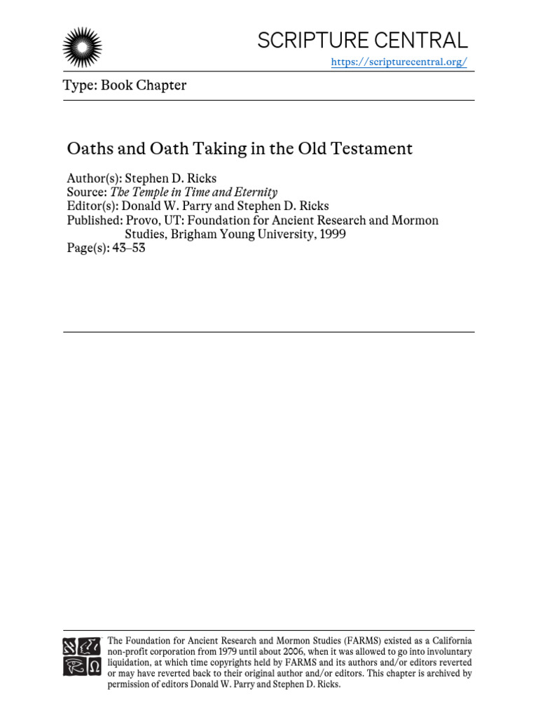02 Stephen D. Ricks Oaths and Oath Taking in The Old Testament 43-53 | PDF