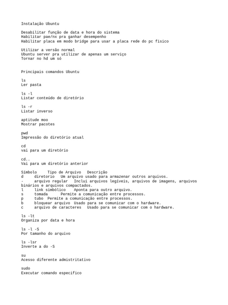 Principais Comandos Ubuntu | PDF