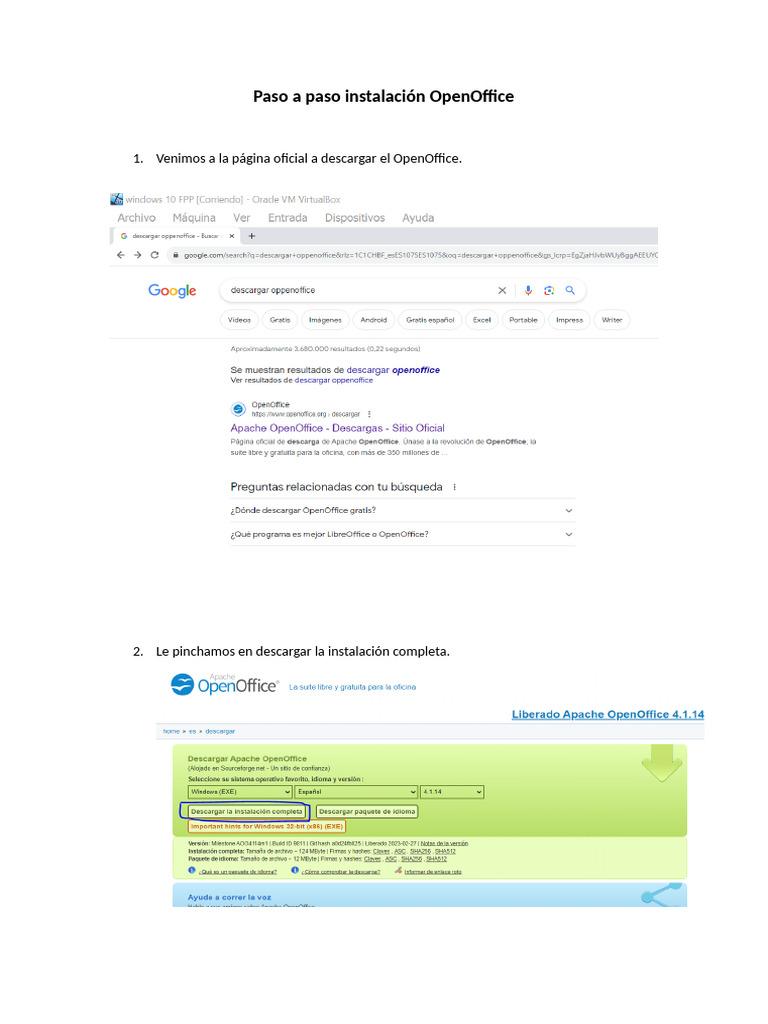 Guía de Instalación de OpenOffice | PDF | Crecimiento personal y ...