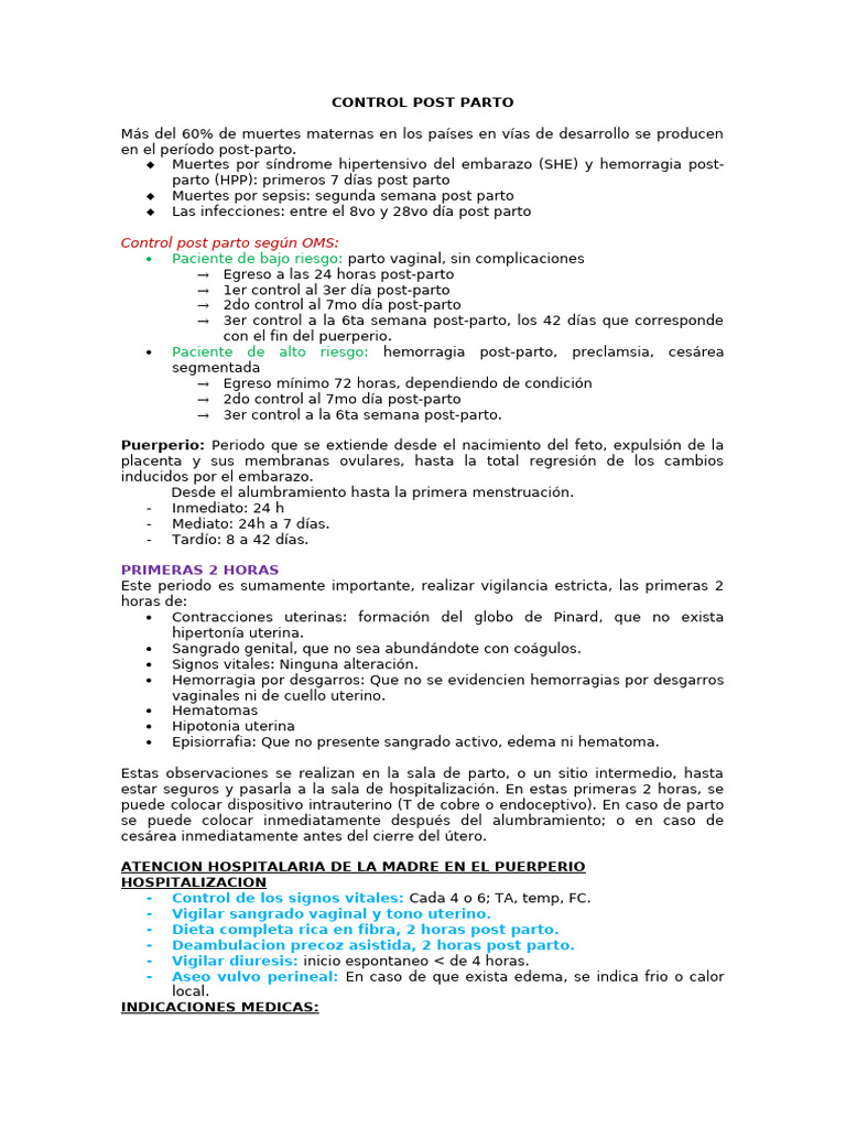 Control Post Parto | PDF