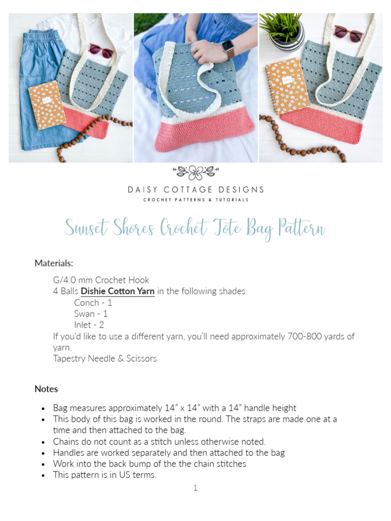 Sunset Shores Crochet Tote Bag Pattern | PDF