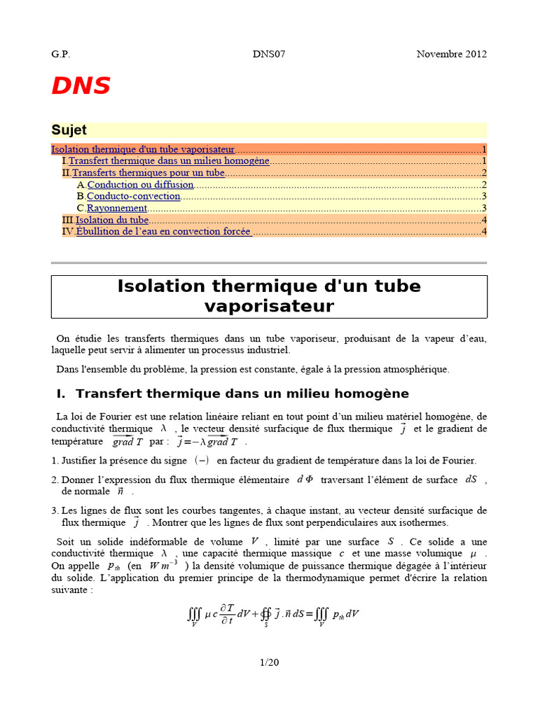 Isolation Thermique D Un Tube Vaporisateur | PDF