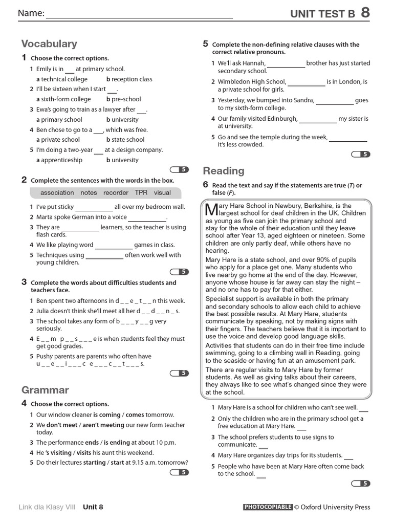 Link L8 U8 Unit TestB | PDF