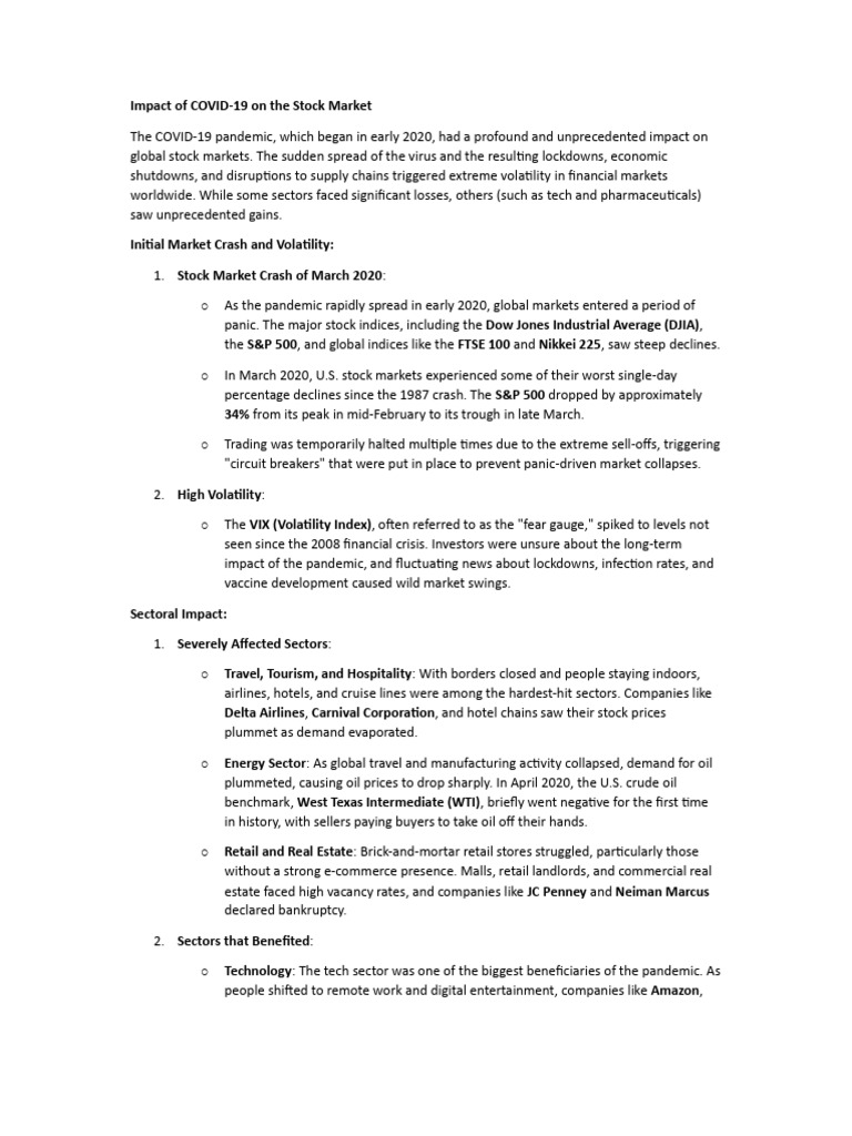 Impact of Covid 19 On Stock Market by Nihal Sharma | PDF | Stock Market ...