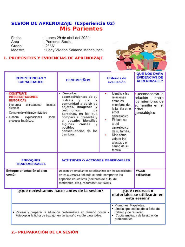 SESIÓN. P.S Esta Es Mi Familia LUNES 15 | PDF