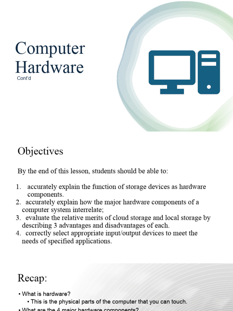 Computer Hardware Fourth Form | PDF