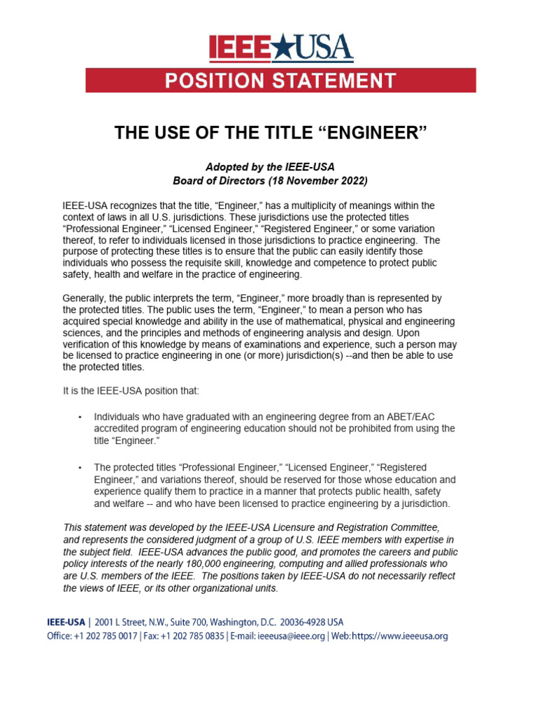 Engineer Title 1122 | PDF