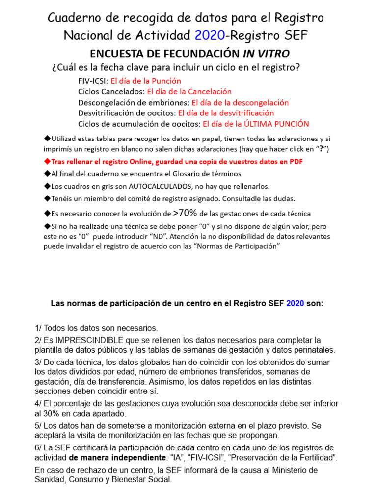 Cuadernos Sef Recogida De Datos Crd Fiv Icsi Pdf