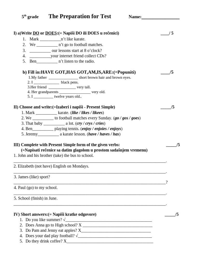5th Grade English Test Preparation Guide | PDF | Languages | Foreign ...