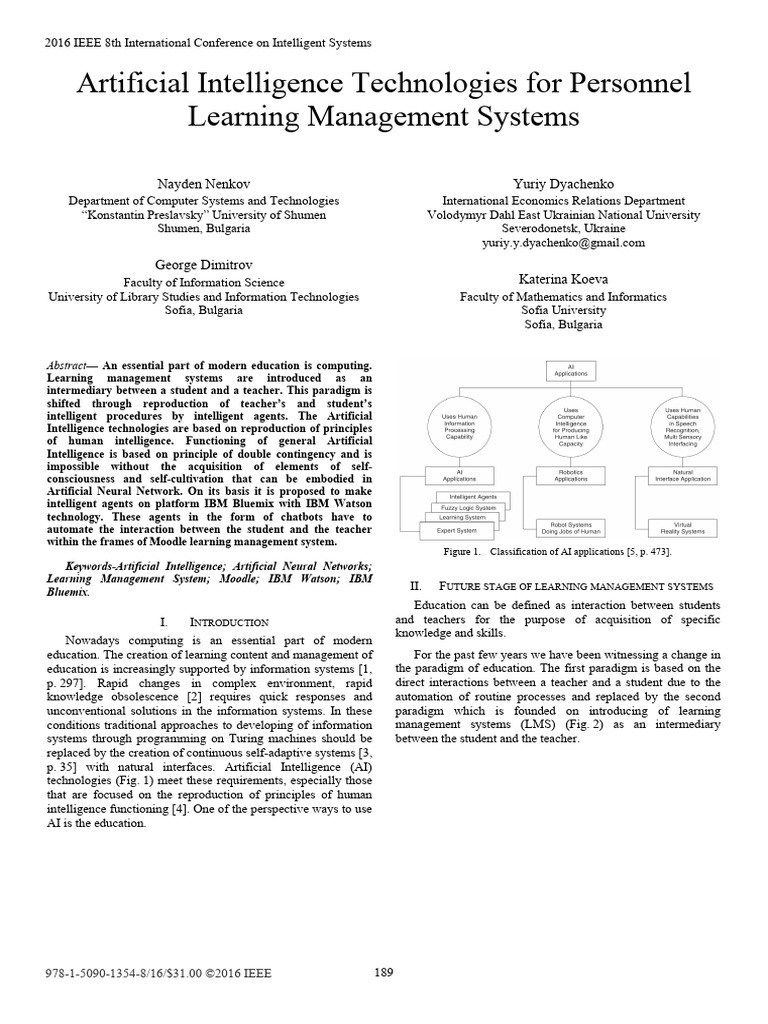 Artificial Intelligence Technologies For Personnel Learning Management ...