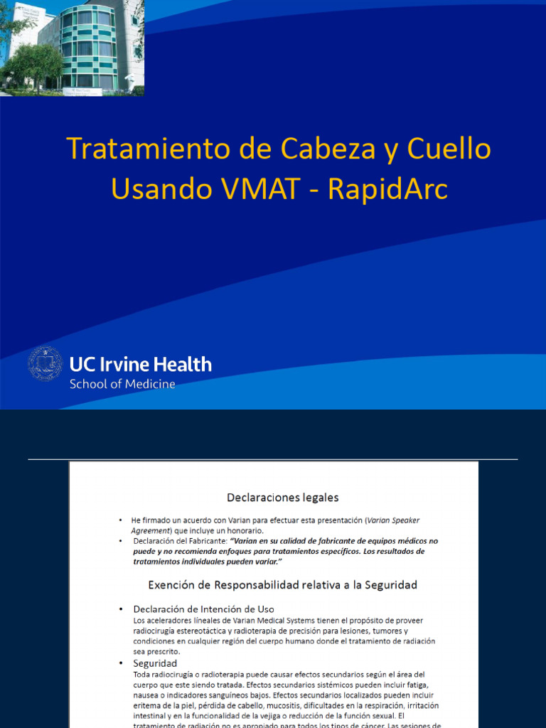 Tratamiento de Cabeza y Cuello Usando VMAT - RapidArc. Dante E. Roa PHD ...