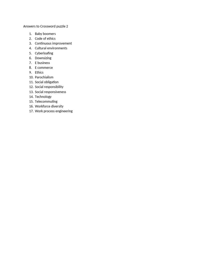 Answers to crossword puzzle 2 pdf