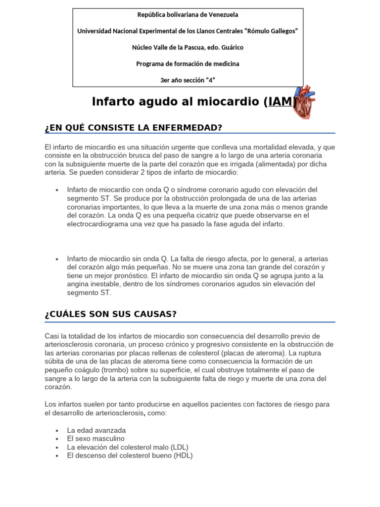 Infarto agudo al miocardio (Guia) | PDF