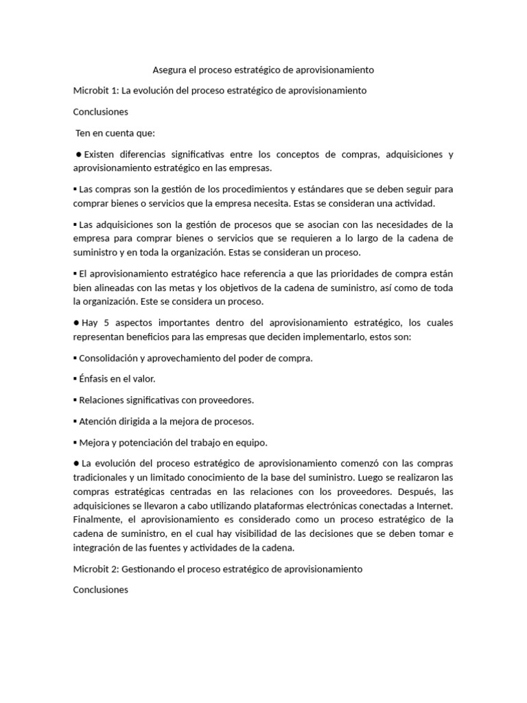 Asegura El Proceso Estratégico de Aprovisionamiento | PDF