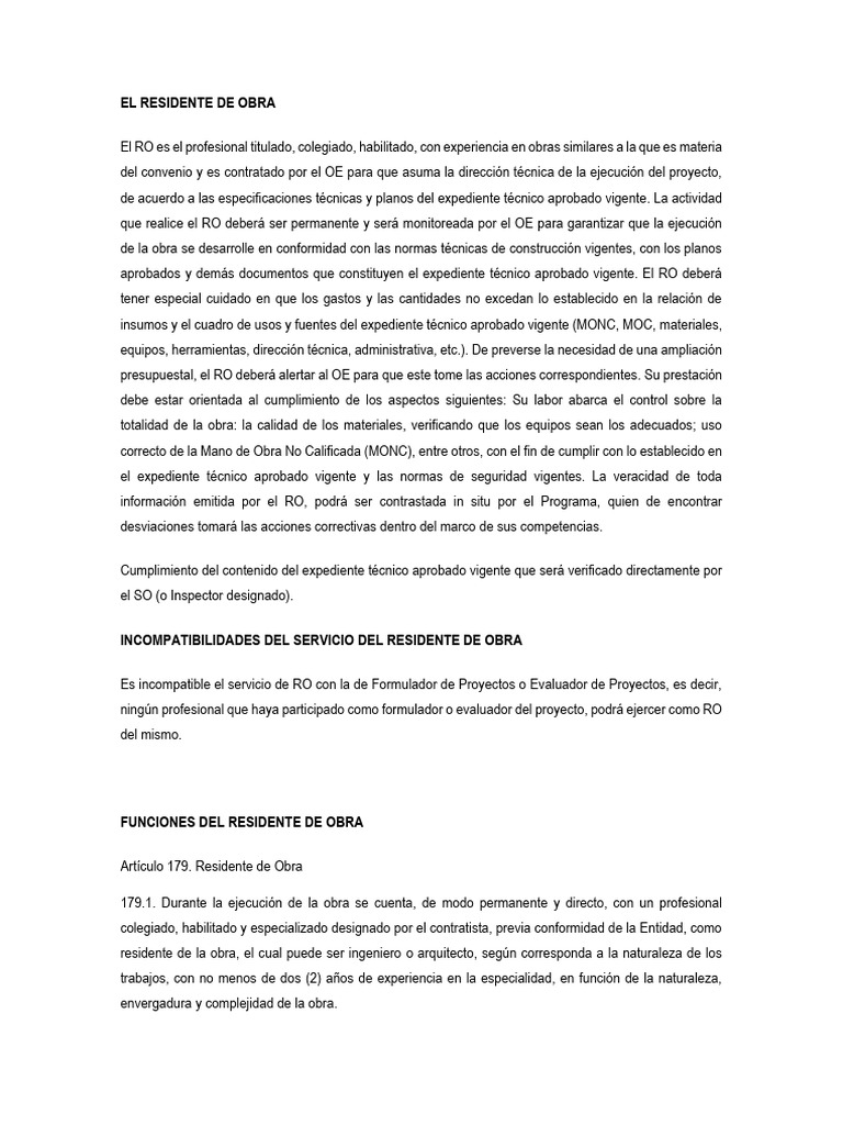 Residente de Obras 3 | PDF | Contratista general | Planificación
