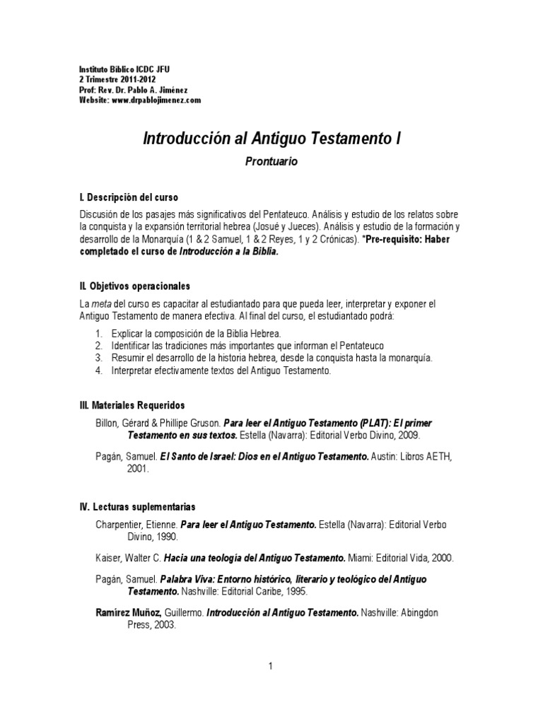Panorama Del Antiguo Testamento Pdf