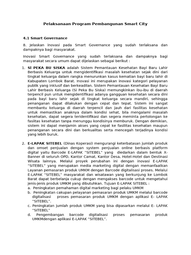 SMART GOVERNANCE Smart City 2024 - Proses | PDF