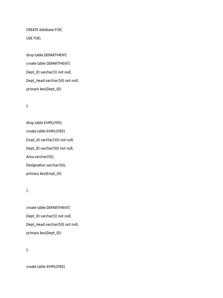 Create Database Foe1 | PDF