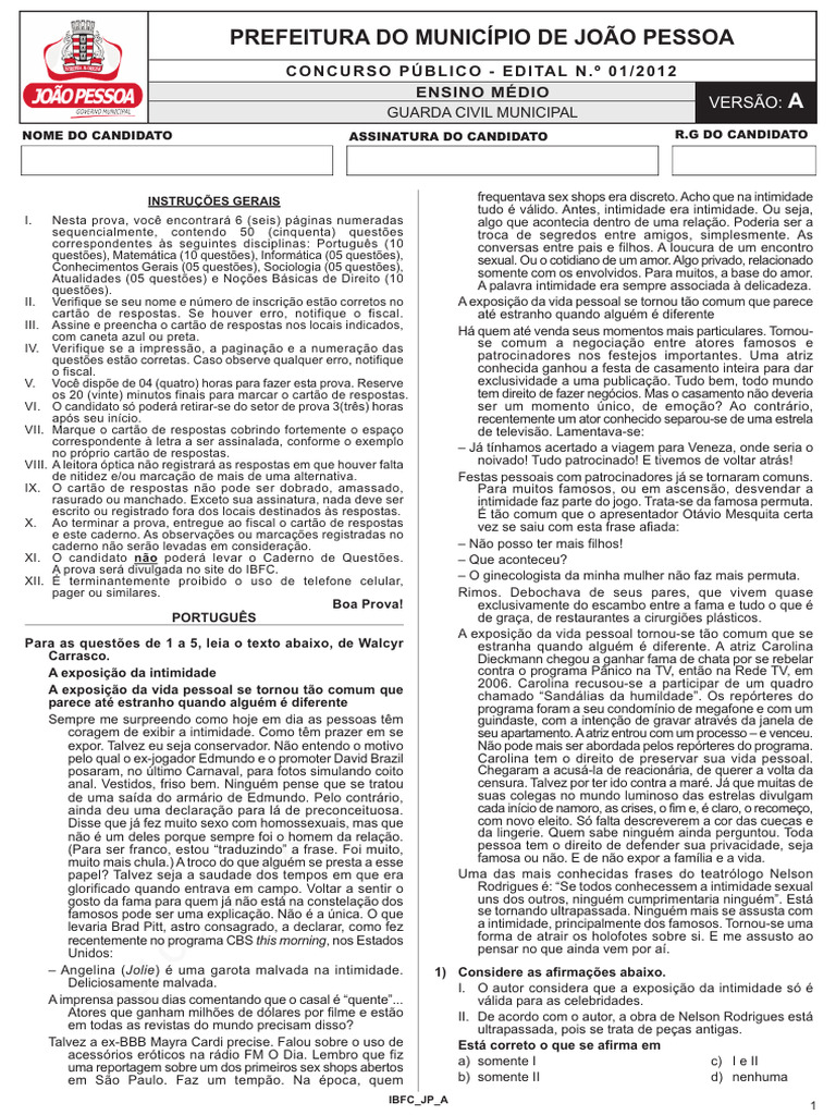 Prova 6 | PDF