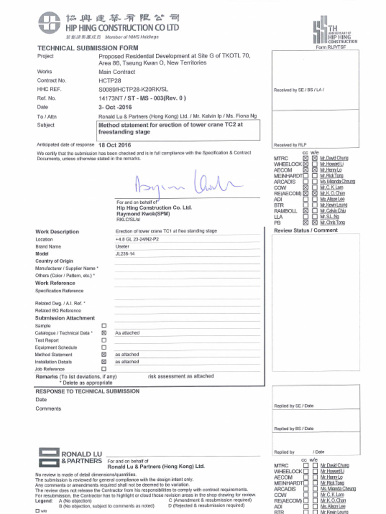 ST-MS-003 Method Statement For Erection of Tower Crane TC2 at ...