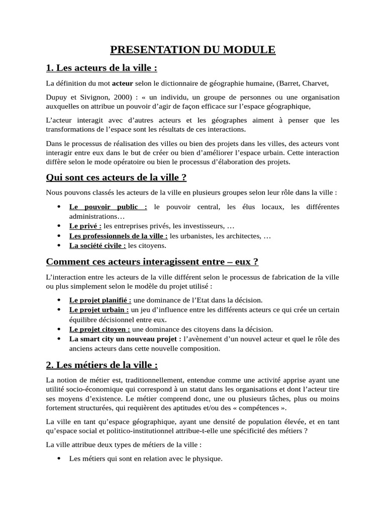 Presentation Du Module Pdf