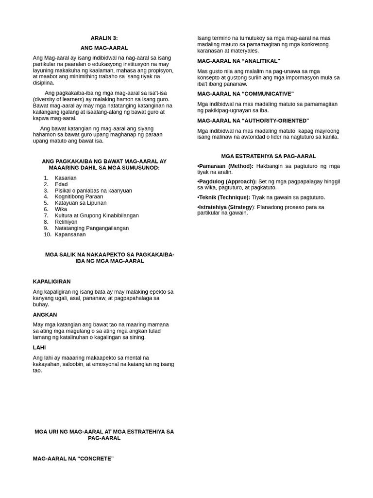 Aralin 3 | PDF