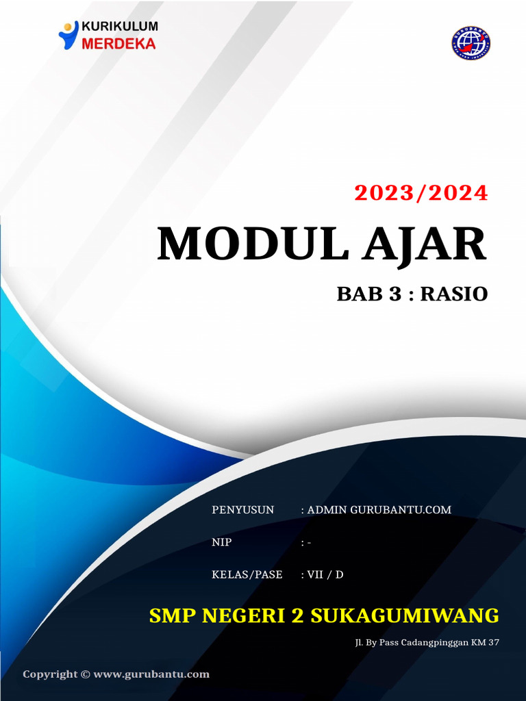 8.3 Modul Ajar Matematika Kls 7 Sem 1 - Bab III Rasio | PDF