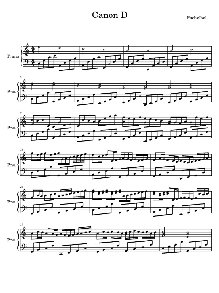 Pachelbel Canon in D Fast Easy Piano Version PDF