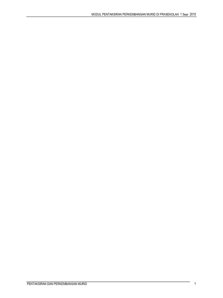Modul Pentaksiran Perkembangan Murid Di Prasekolah Pdf