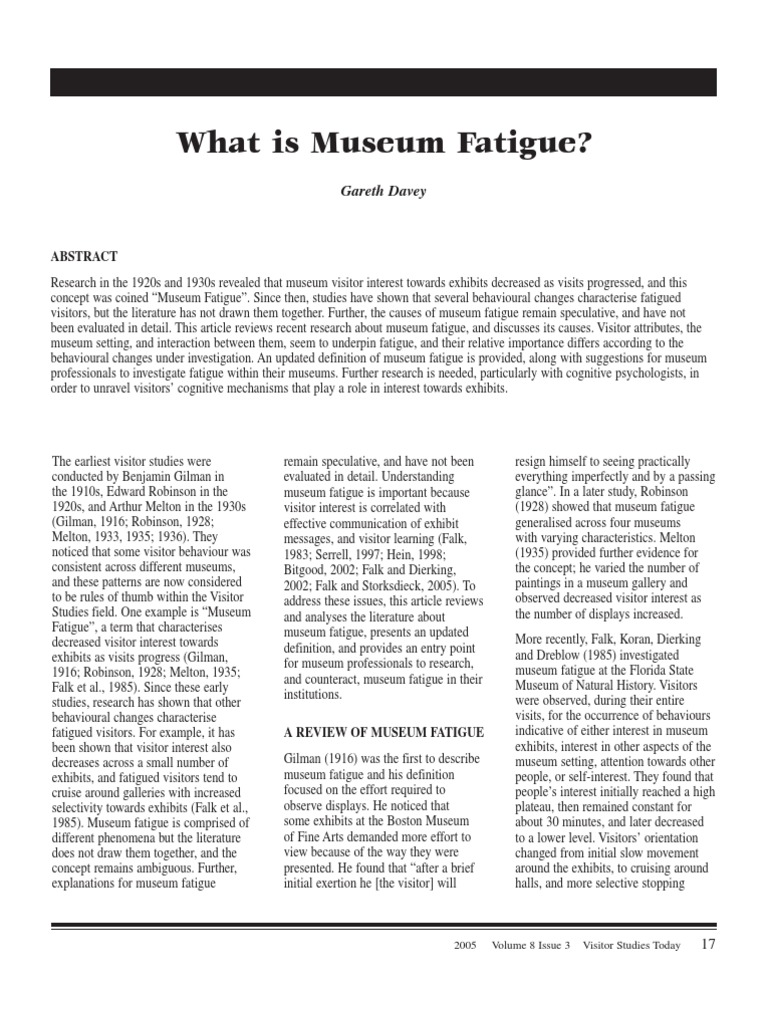 Museum Fatigue Museum Studies | PDF | Museum | Attention