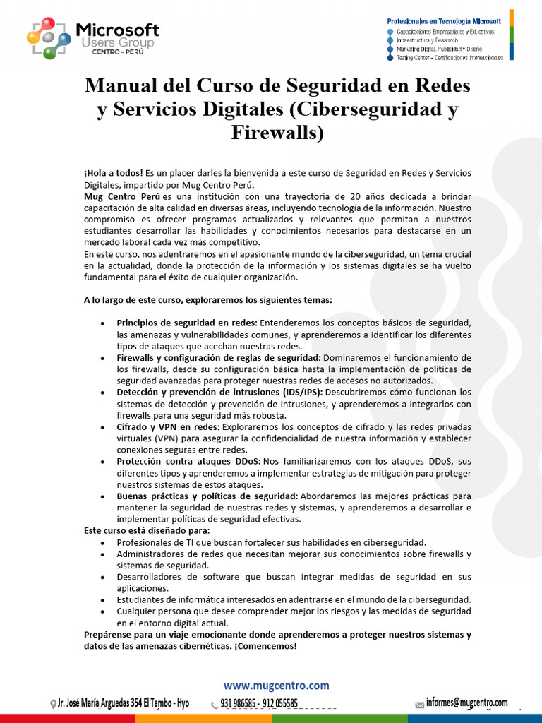Manual Del Curso De Seguridad En Redes Y Servicios Digitales