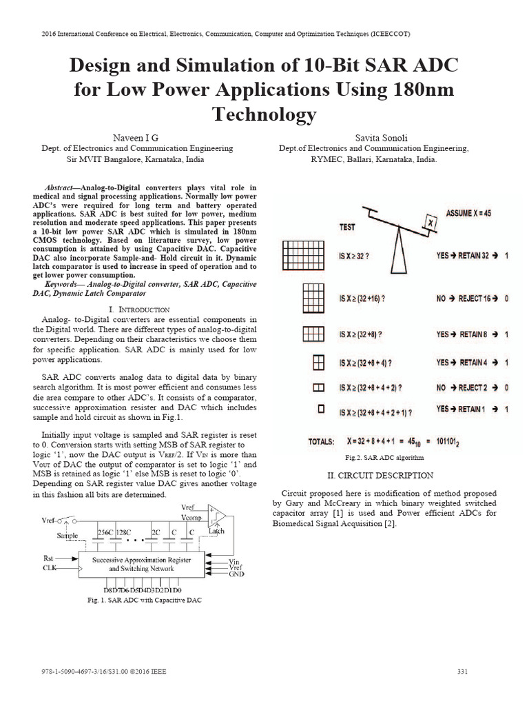 Design and Simulation of 10-Bit SAR ADC For Low Power Applications ...
