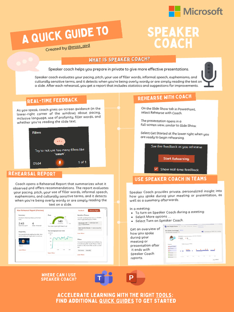 Microsoft Speaker Coach Quick Guide | PDF