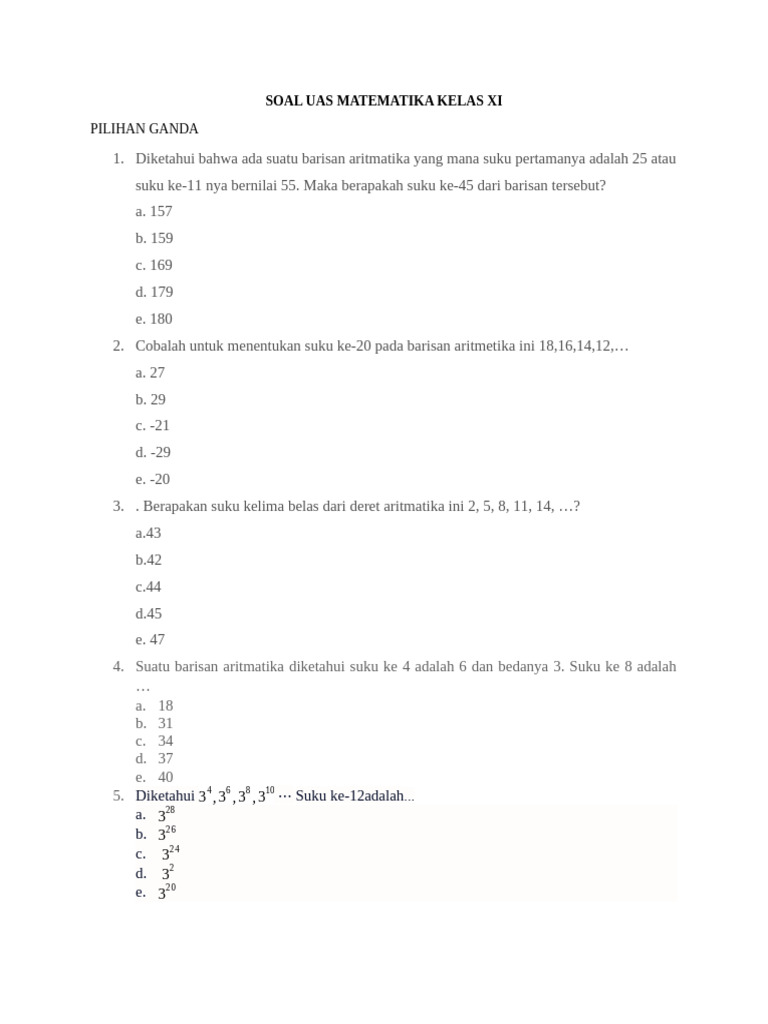 Tingkatkan Persiapan UAS Matematika Kelas 11 SMP Semester 1: Download Soal Latihan Berkualitas Tingkatkan Persiapan UAS Matematika Kelas 11 SMP Semester 1: Download Soal Latihan Berkualitas