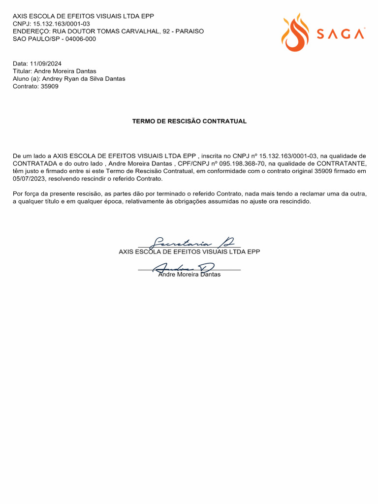 Termo de Rescisão (Assinado) | PDF