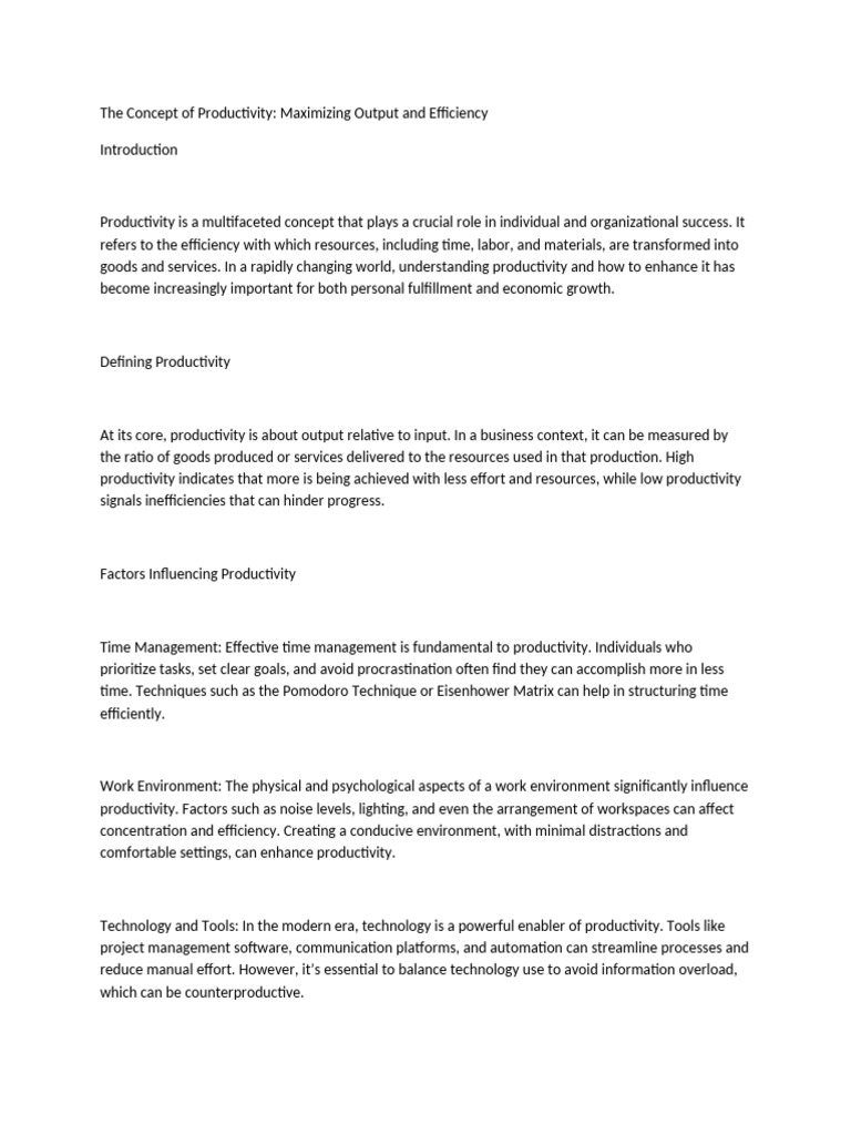 The Concept of Productivity | PDF