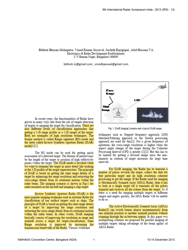 Parallel ISAR Imaging of Multiple Targets With Airborne AESA Radar ...