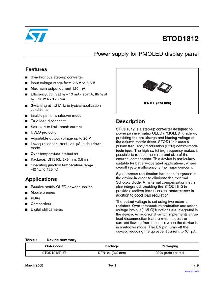 Power Supply For PMOLED Display Panel | PDF