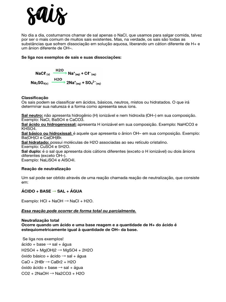 Sais e Óxidos | PDF