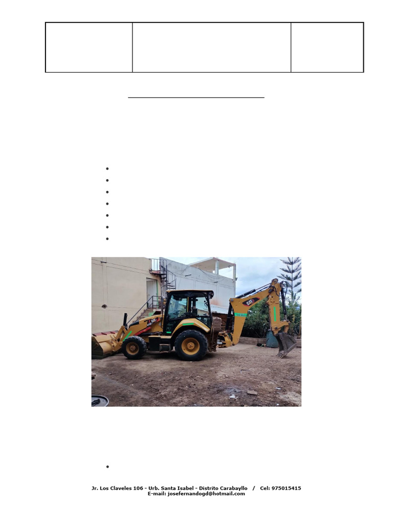 Certificado de Mantenimiento Retroexcavadora | PDF