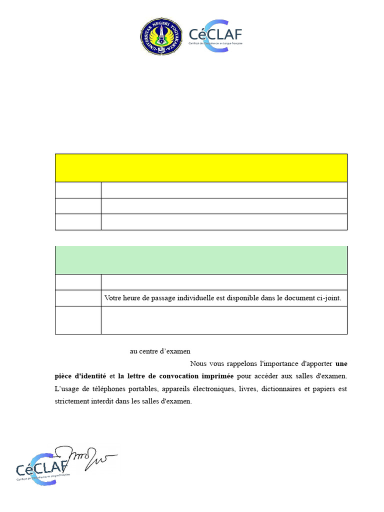 B1 Lettre de Convocation - Participants | PDF