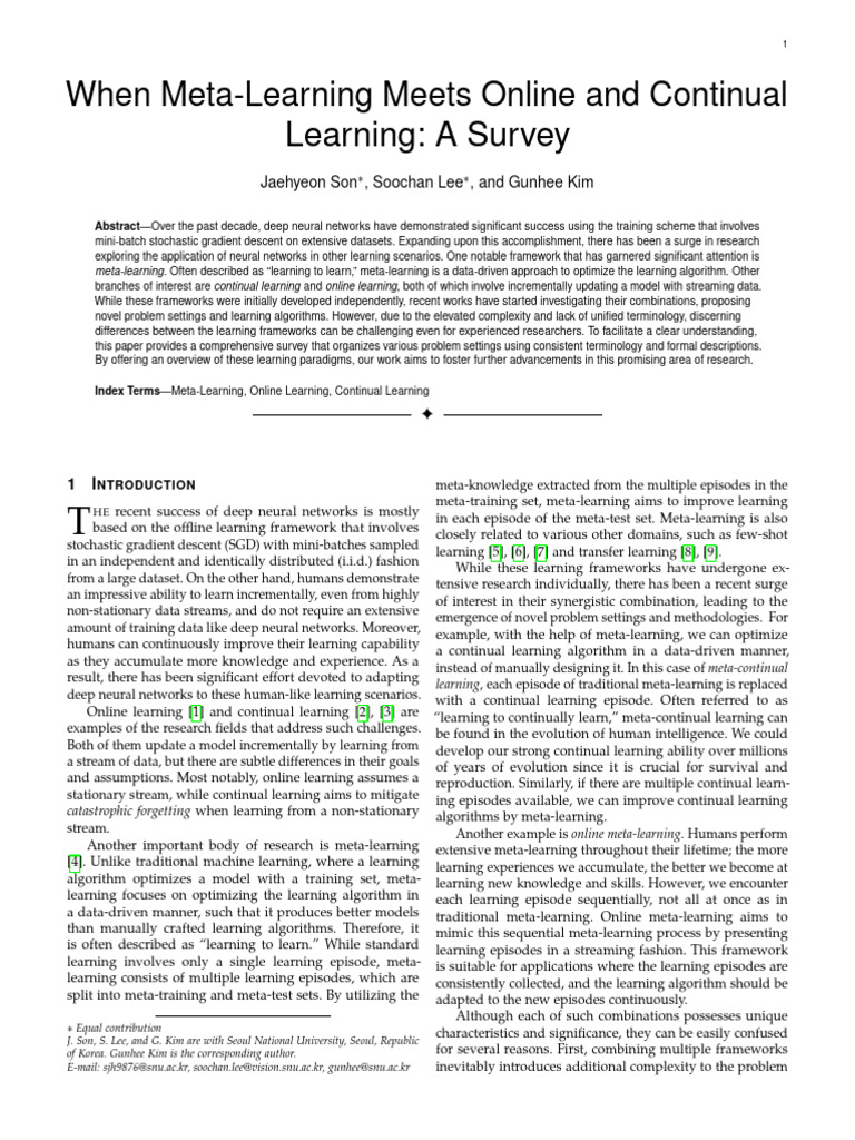 When Meta-Learning Meets Online and Continual Learning A Survey | PDF ...