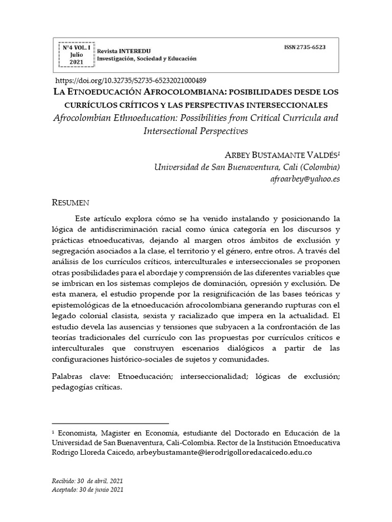 La Etnoeducacion Afrocolombiana Posibilidades Desd | PDF