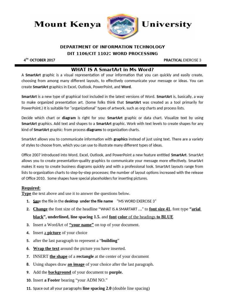 Word Processing Exercise 3 | PDF