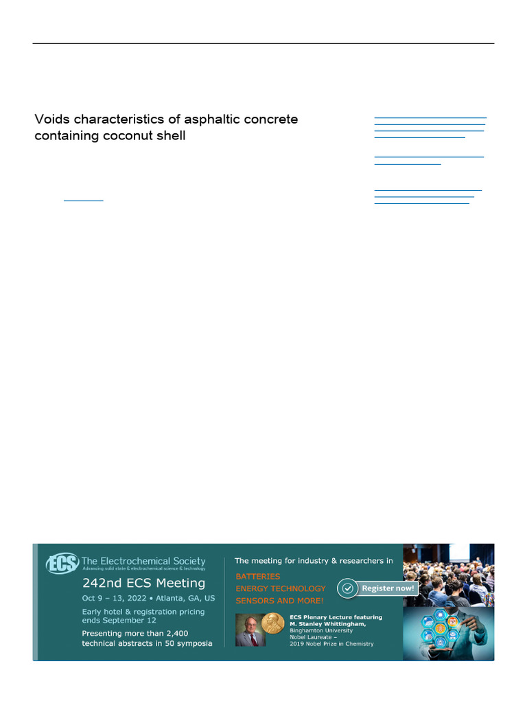 Void Characteristic of Asphalt Concrete Containing Coconut Shell | PDF