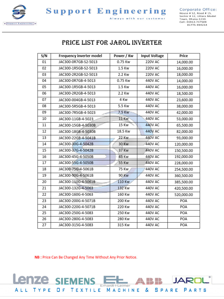 Jarol Inverter Price in Factory. | PDF