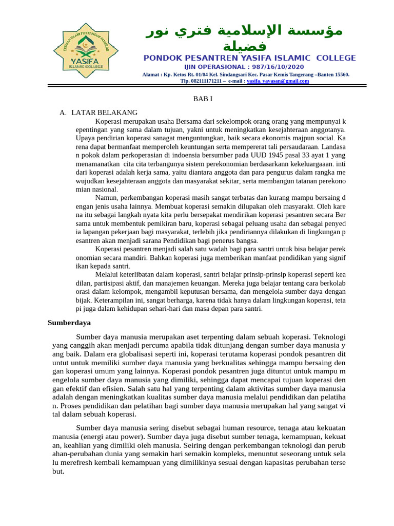 Bisnis Plan YASIFA | PDF